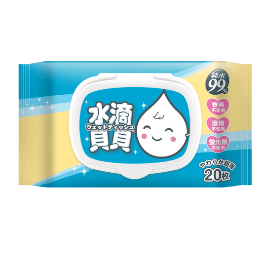 水滴貝貝 超厚純水柔濕巾20抽x3入組(附蓋)