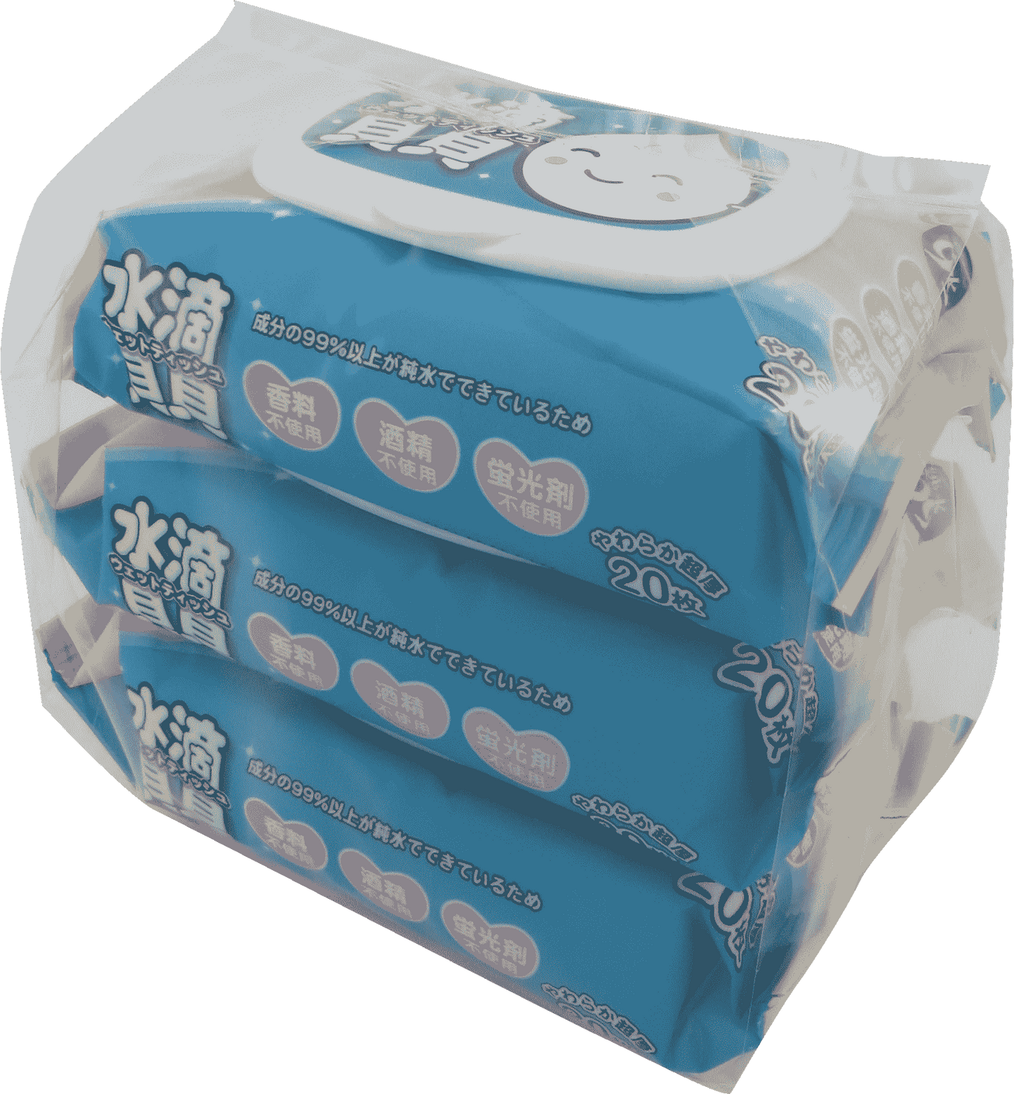 水滴貝貝 超厚純水柔濕巾20抽x3入組(附蓋)