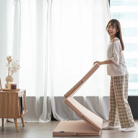 三折式S形摺疊單人床墊